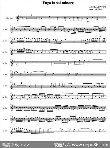 Fugainsolminore（四重奏之中音萨克斯分谱）|J·S·巴赫