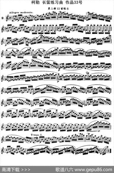 柯勒长笛练习曲作品33号（第二册）（9）|埃内斯托·柯勒（ERNESTOKOEHLER）