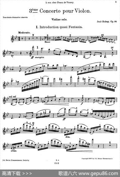 第3号小提琴协奏曲Op.99（violinconcertono.3）|胡拜（hubay）