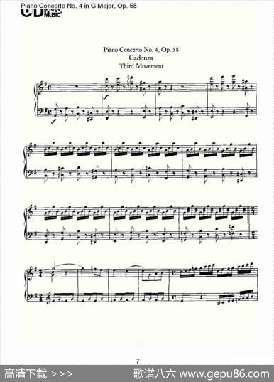 Ｇ大调钢琴第四协奏曲Op.58华彩乐章（总谱）|路德维西·冯·贝多芬