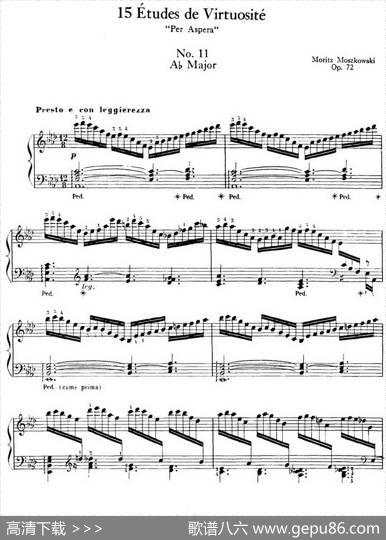 15EtudesdeVirtuositéOp.72No.11（十五首钢琴练习曲之十一）|莫什科夫斯基