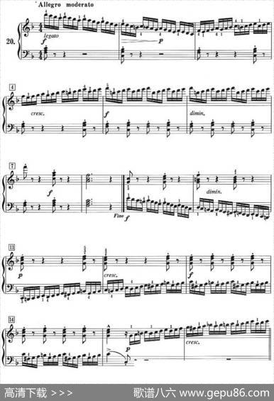 50首莱蒙钢琴练习曲作品37（NO.20）|莱蒙