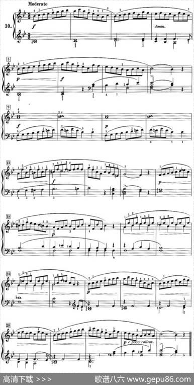 50首莱蒙钢琴练习曲作品37（NO.30）|莱蒙