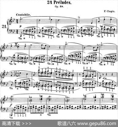 肖邦24首钢琴前奏曲Op.28No.21降B大调|肖邦