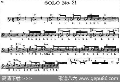 美国军鼓SOLONo.21-25（爵士鼓谱）