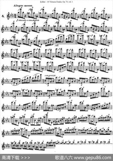 柯勒30首高级长笛练习曲作品75号（NO.4）|Kohler（柯勒）