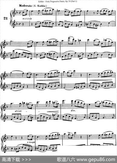 柯勒40首长笛提高练习曲OP.55（NO.21）|Kohler(柯勒)