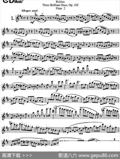 库劳长笛二重奏练习三段OP.102——Flute2（NO.1）|Kuhlau(库劳)