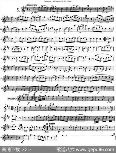 德维埃纳六个长笛二重奏小段Op.82——Flute2（NO.5）|Devienne（德维埃纳）