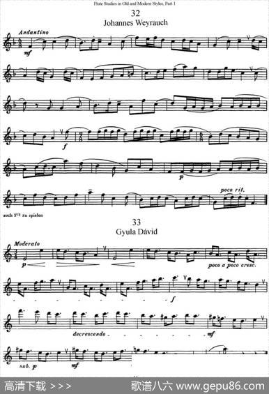 斯勒新老风格长笛练习重奏曲（第一部分）（NO.32-NO.35）|SiegfriedThieleS.(斯勒)