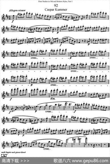 斯勒新老风格长笛练习重奏曲（第一部分）（NO.92）|SiegfriedThieleS.(斯勒)