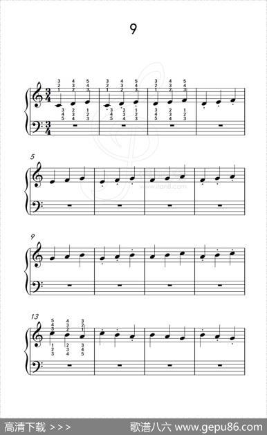 跳音练习9（儿童钢琴手指练习2）