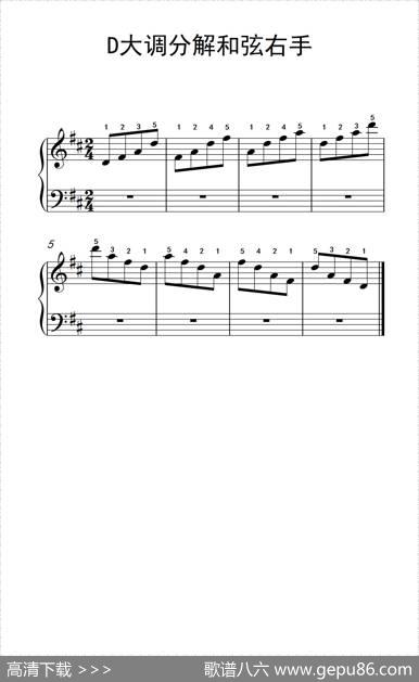 第二级3.D大调分解和弦右手（中央音乐学院钢琴（业余）考级教程1-3级）