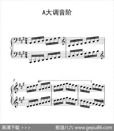 第四级A大调音阶（中国音乐学院钢琴考级作品1~6级）