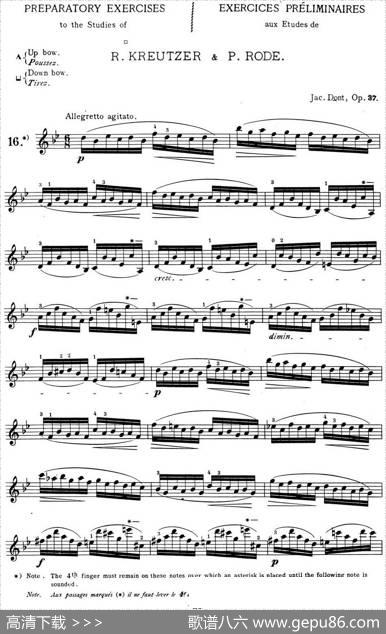 顿特24首小提琴练习曲作品37—16|顿特