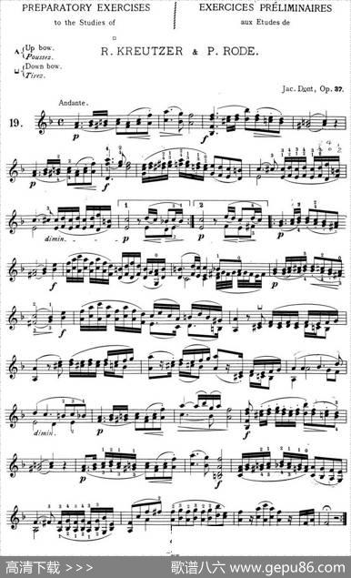 顿特24首小提琴练习曲作品37—19|顿特