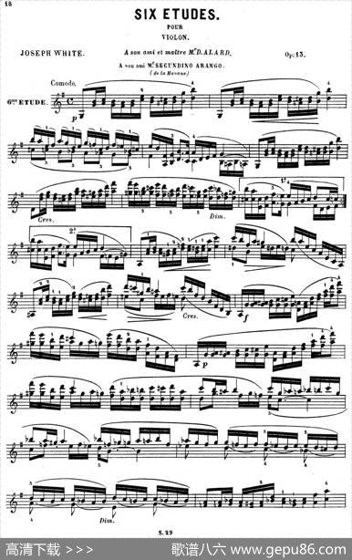 6首高级小提琴练习曲Op.13（6）|怀特