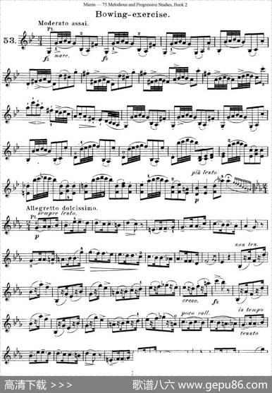 马扎斯小提琴练习曲Op.36第二册华丽练习曲（53）