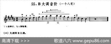 学琴之路练习曲55、B大调音阶（一个八度）