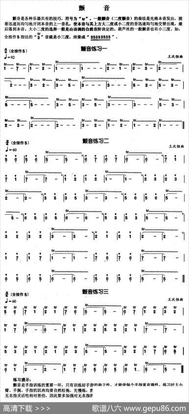 葫芦丝基本技巧练习曲——颤音