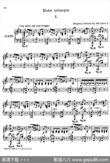 EtudesRythmiquesOp.149（节奏练习曲集）（6）|本杰明·路易斯保罗·戈达尔