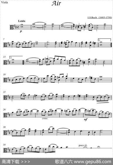 Air（中提琴分谱）|J.S.Bach