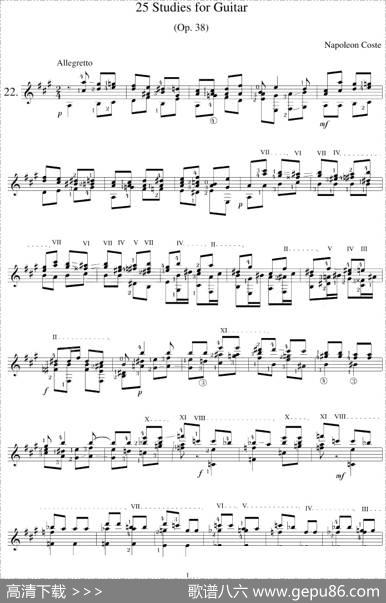 NapoleonCoste《25Studies,Op.38》（STUDY22）