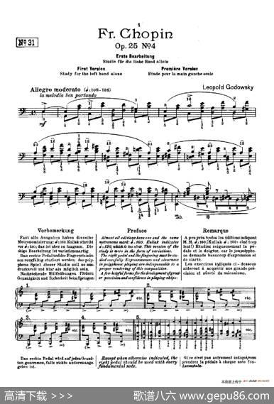 53首以肖邦练习曲为素材而作的练习曲（No.31）|里奥鲍尔德·戈多夫斯基