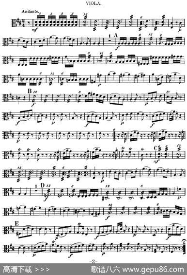 Mozart《QuartetNo.9inAMajor,K.169》（Viola分谱）