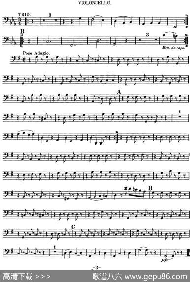 Mozart《QuartetNo.10inCMajor,K.170》（Cello分谱）