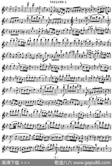 Mozart《QuartetNo.17inBbMajor,K.458》（Violin1分谱）