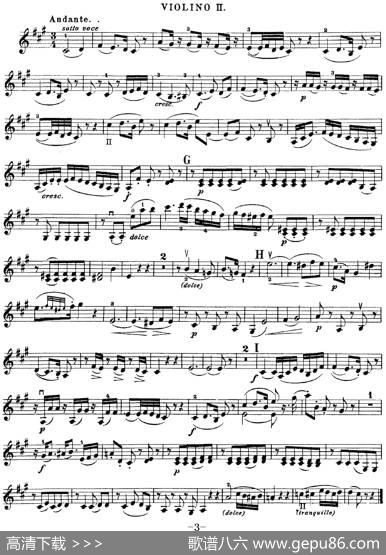Mozart《QuartetNo.21inDMajor,K.575》（Violin2分谱）