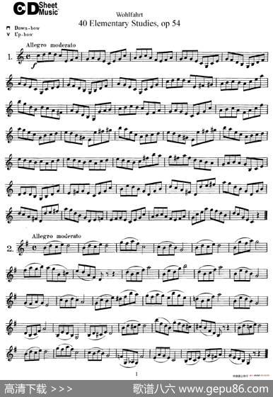 Wohlfahrt《40ElementaryStudies，Op.54》（沃尔法特《40首小提琴练习曲》）