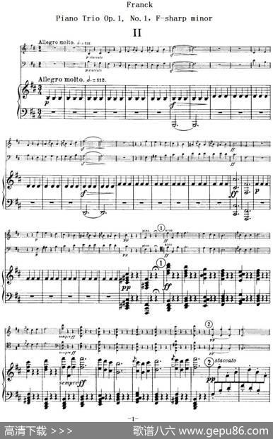 Franck《PianoTrioOp.1No.1，F-sharpminor》（Ⅱ、小提琴+大提琴+钢琴伴奏）
