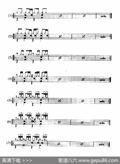 架子鼓瑞根(Ragae)节奏型练习曲谱（10条）