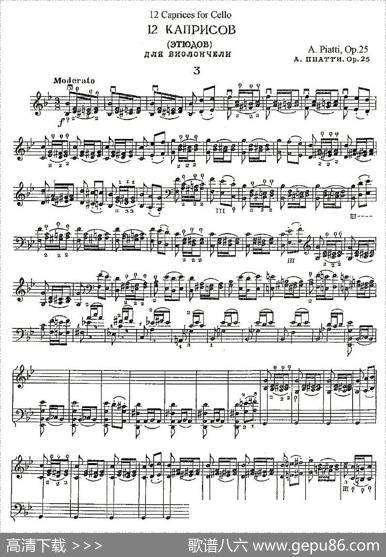PIATTI12Caprices之3（大提琴）