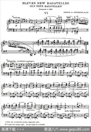 贝多芬钢琴小品Op.119之六|贝多芬