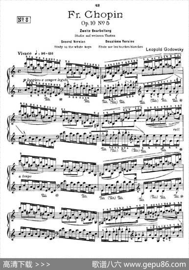 肖邦《练习曲》Fr.ChopinOp.10No5-2|Godowsky改编