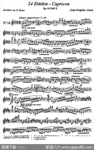 让·德尔菲·阿拉尔-12首小提琴隨想练习曲之14