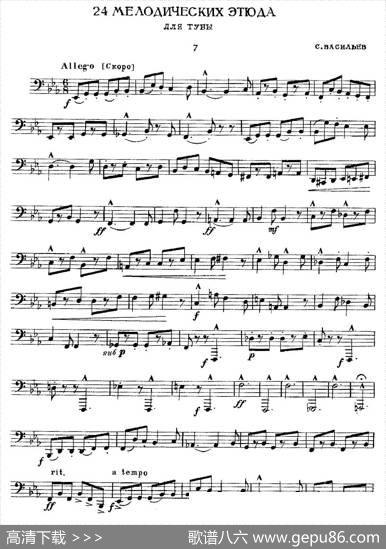 瓦西里耶夫24首大号练习曲集（7—12）