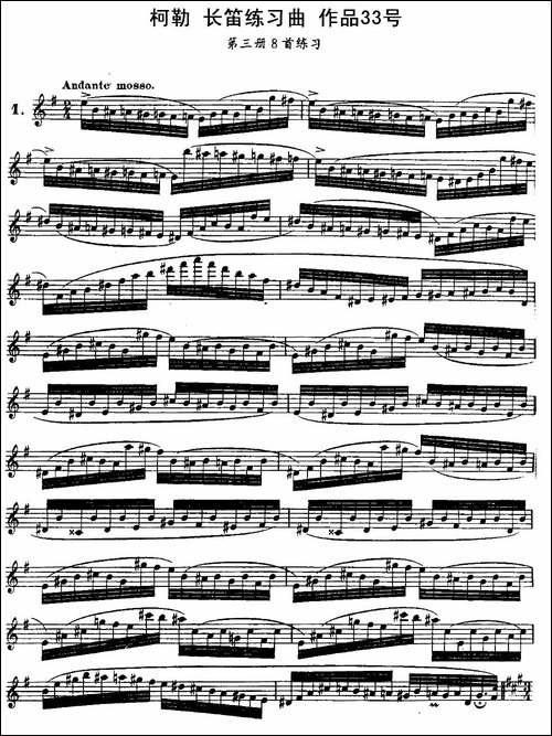 柯勒长笛练习曲作品33号-第三册-1-长笛五线谱|长笛谱