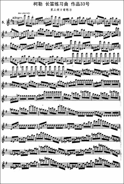 柯勒长笛练习曲作品33号-第三册-5-长笛五线谱|长笛谱