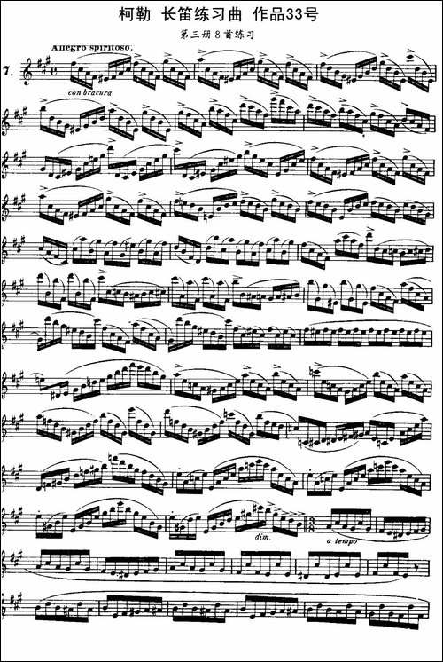 柯勒长笛练习曲作品33号-第三册-7-长笛五线谱|长笛谱