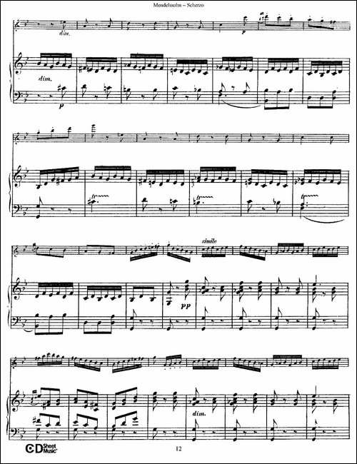 Scherzo-长笛+钢琴-长笛五线谱|长笛谱