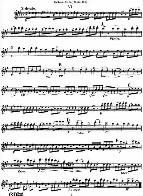 六首简易二重奏作品145号-长笛五线谱|长笛谱