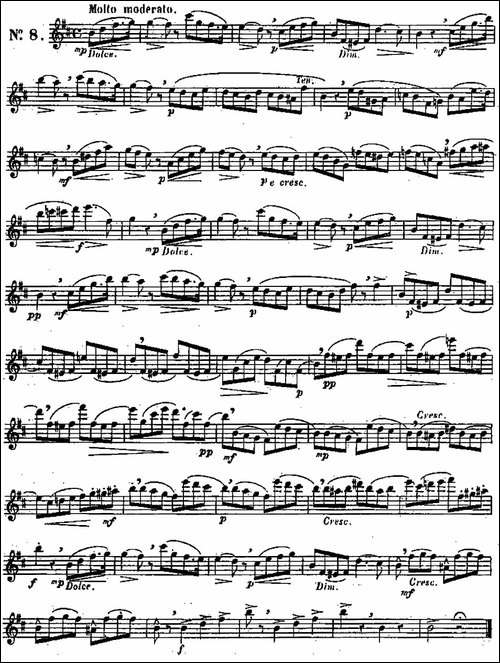 二十首练习曲作品131号-NO.8-长笛五线谱|长笛谱