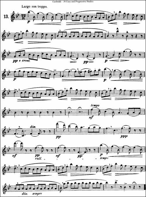 三十首基础及提高练习曲-NO.13-长笛五线谱|长笛谱