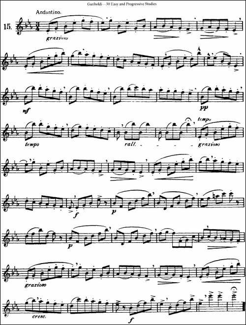 三十首基础及提高练习曲-NO.15-长笛五线谱|长笛谱