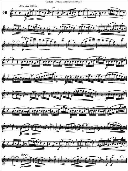 三十首基础及提高练习曲-NO.25-长笛五线谱|长笛谱