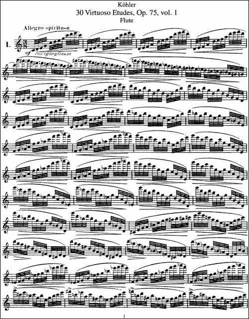 柯勒30首高级长笛练习曲作品75号-NO.1-长笛五线谱|长笛谱